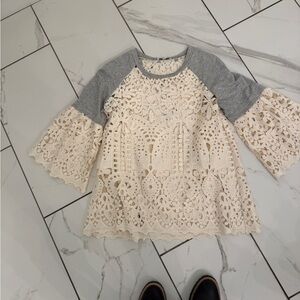 Elegant Lace and Gray Women's Blouse
